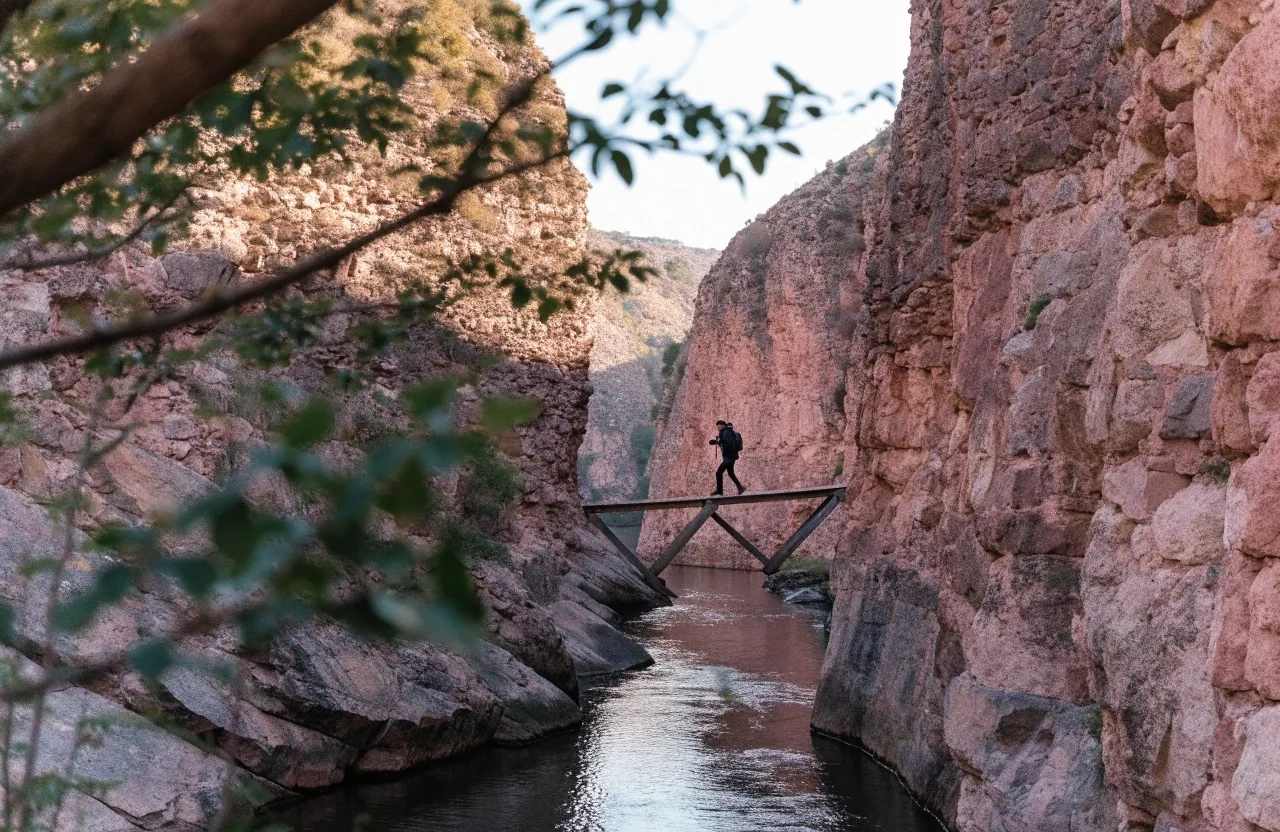Silueta del pueblo sobre la garganta del río, vista desde un mirador del entorno