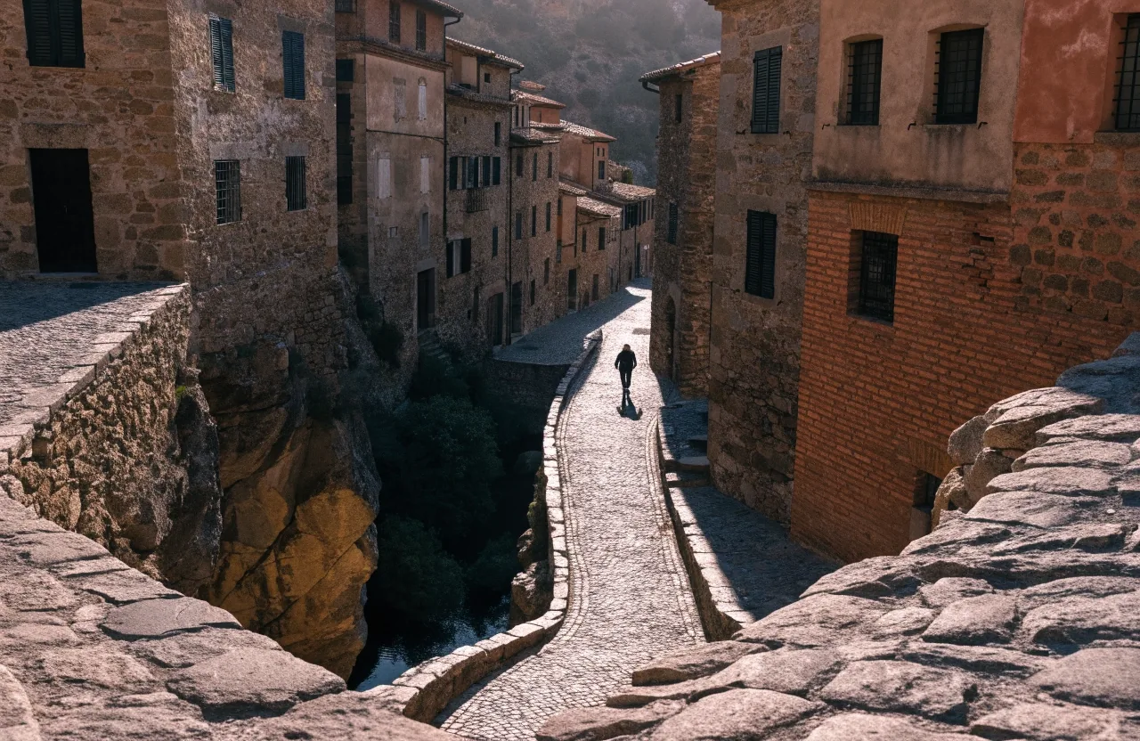 Albarracín: callejones empinados de casas de terracota sobre una garganta fluvial