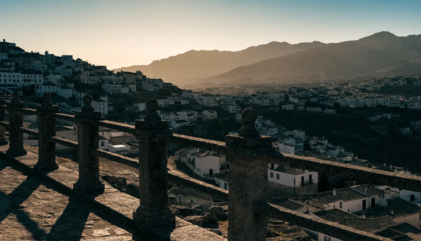 Mirador de Granada con los tejados del Albaicín y Sierra Nevada al fondo