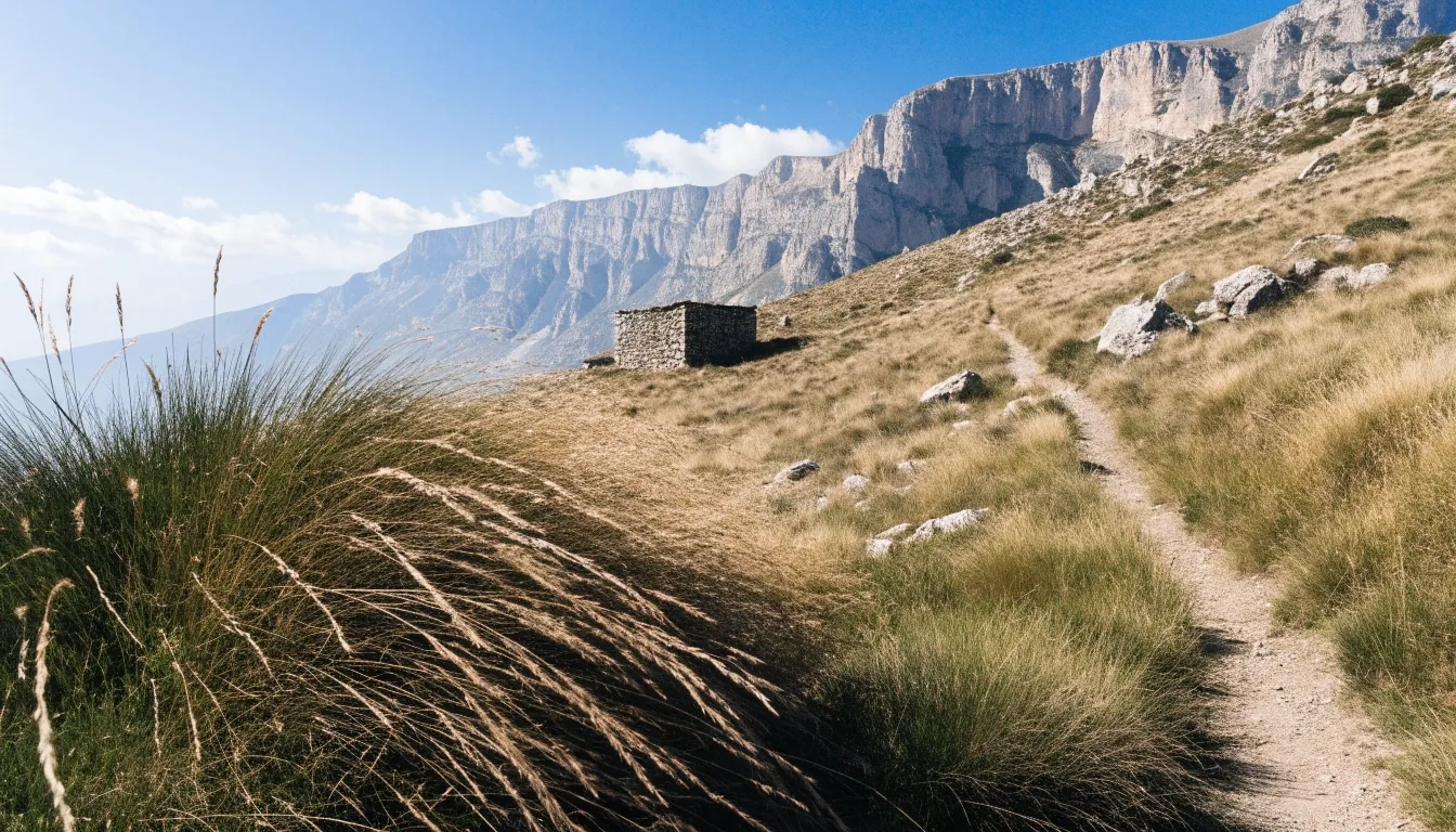 Pradera alta sobre Granada con la cresta de Sierra Nevada al fondo